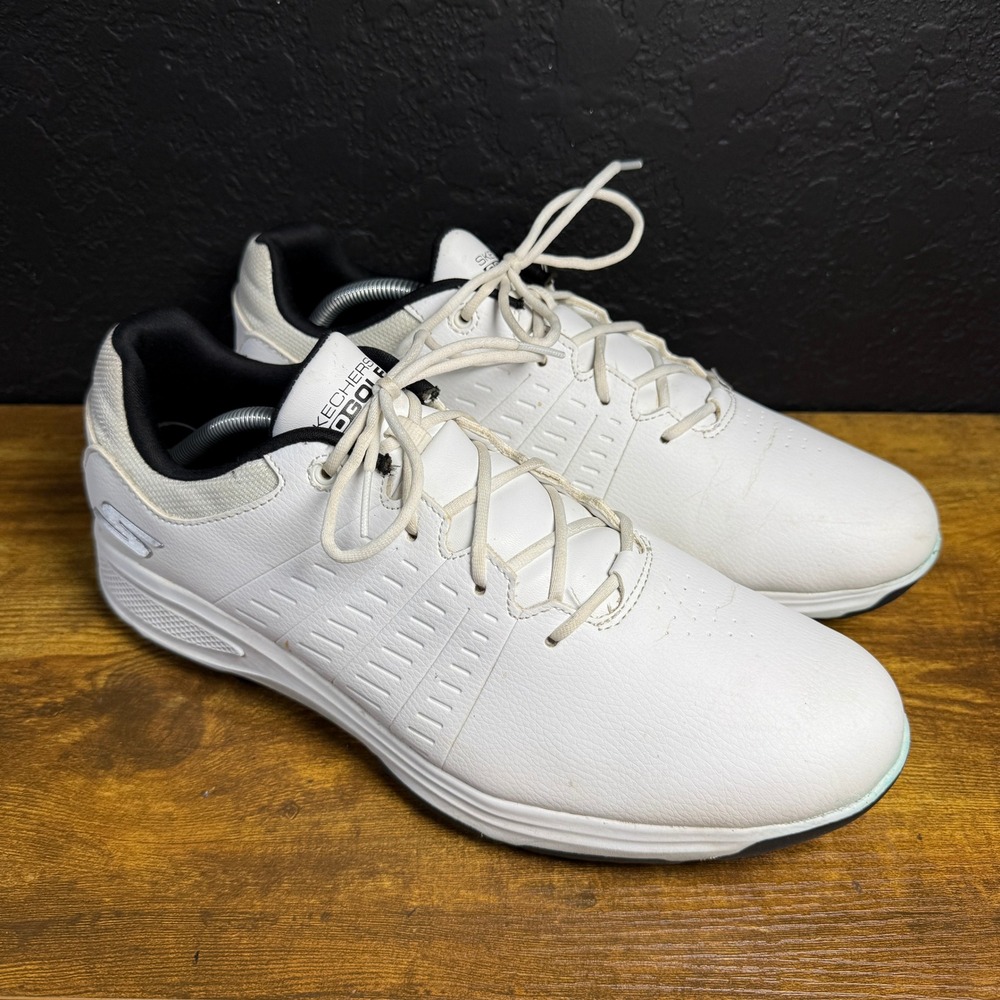 Skechers Go Golf Torque Mens 11.5 White Black Spiked Golf Shoes 214027